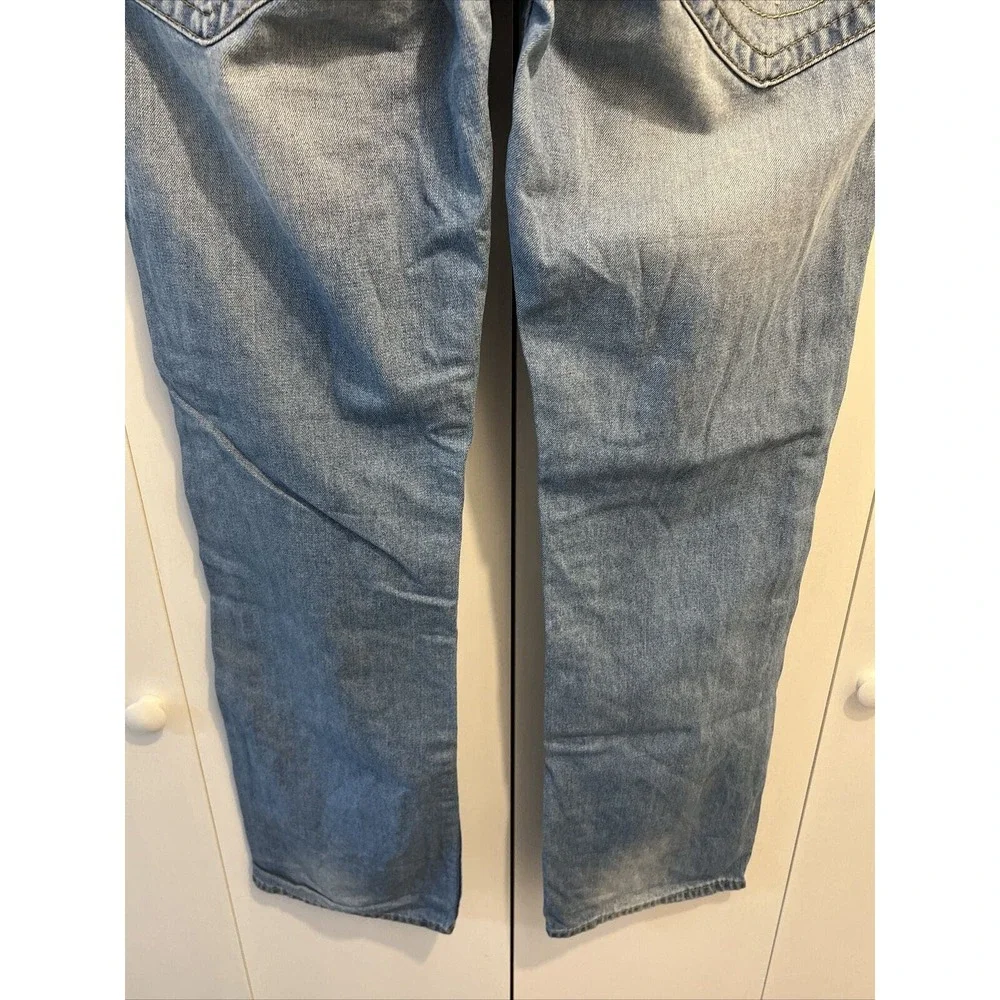 True Religion Jeans Men's 36x34 Blue Denim Straight w/Flaps Retro Rock Skater 34